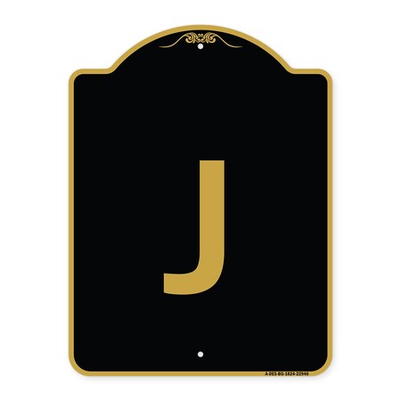 Signmission Designer Series Sign-Sign W/ Letter J, Black & Gold Aluminum Sign, 18" x 24", BG-1824-22946 A-DES-BG-1824-22946